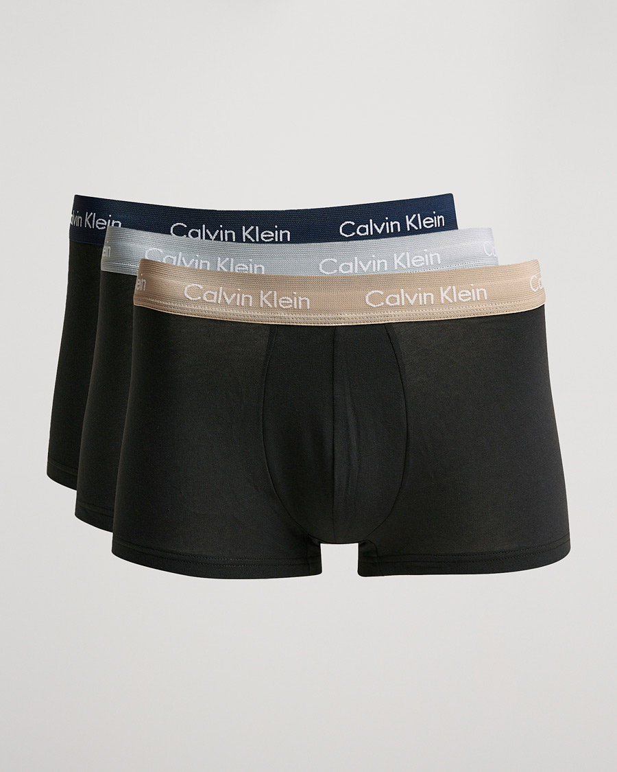 Men | Underwear & Socks | Calvin Klein | Cotton Stretch 3-Pack Low Rise Trunk Black
