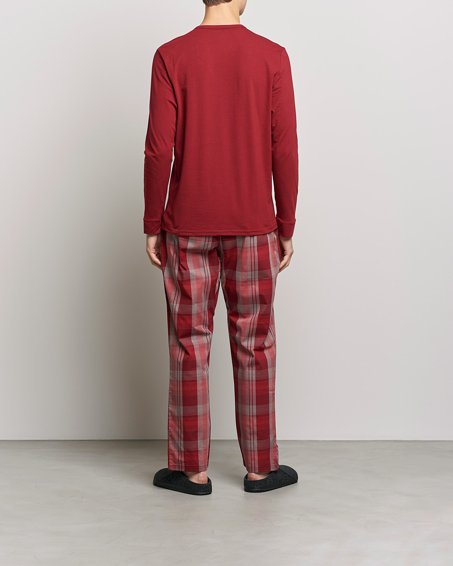 Men |  | Calvin Klein | Logo Long Sleeve Checked Pyjama Set Red