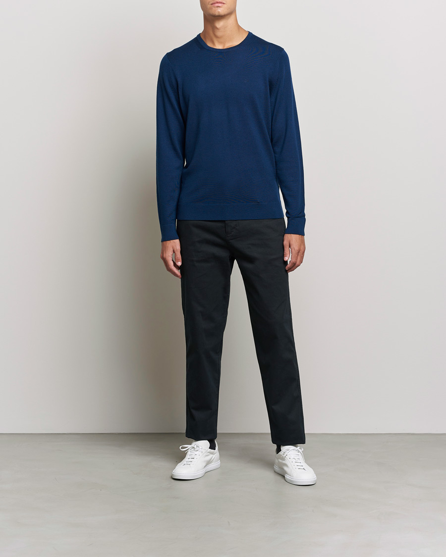 Men | Sweaters & Knitwear | Calvin Klein | Superior Wool Crew Neck Sweater Navy