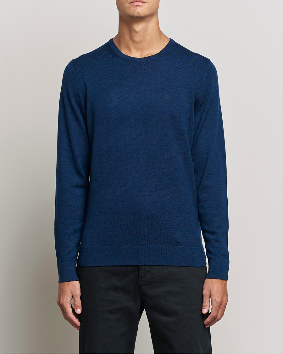 Men | Calvin Klein | Calvin Klein | Superior Wool Crew Neck Sweater Navy