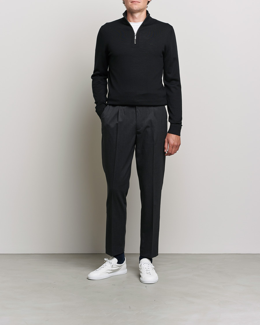 Men | Sweaters & Knitwear | Calvin Klein | Superior Wool Half Zip Sweater Black
