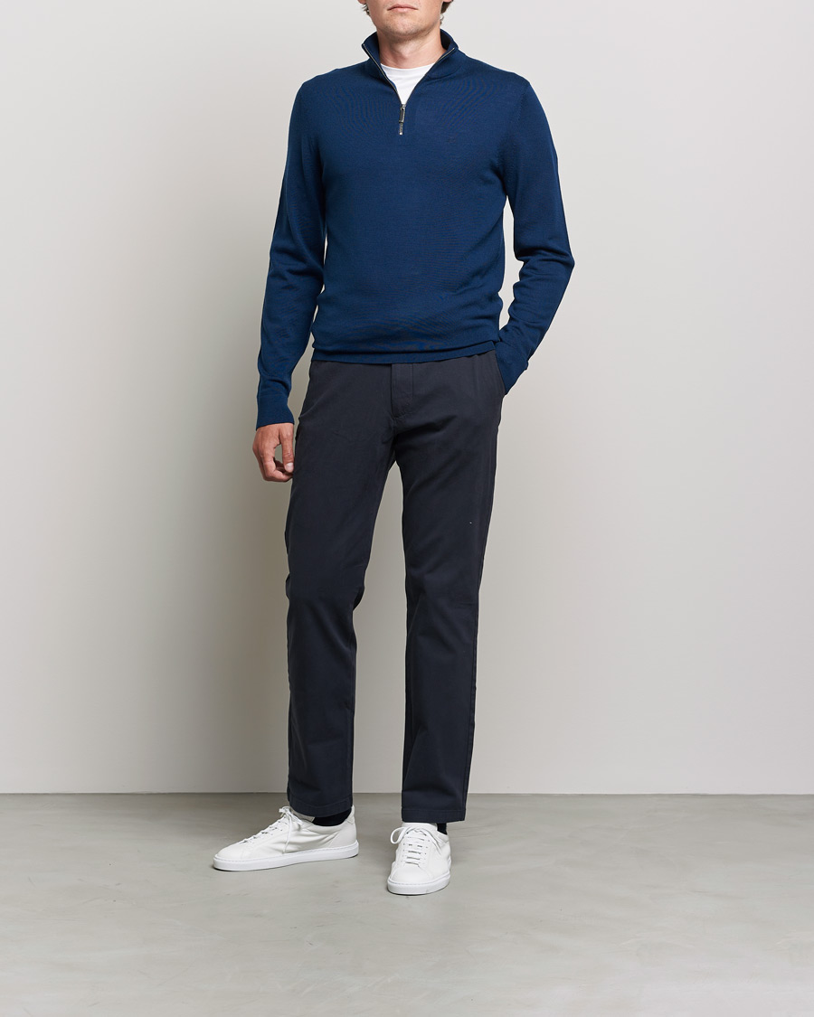 Men |  | Calvin Klein | Superior Wool Half Zip Sweater Navy