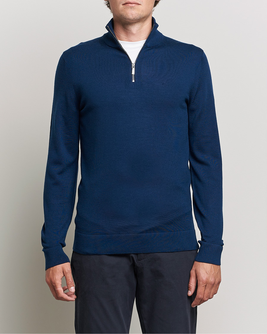 Men |  | Calvin Klein | Superior Wool Half Zip Sweater Navy