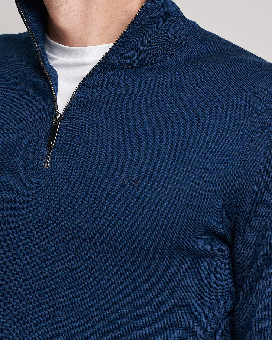 Men | Sweaters & Knitwear | Calvin Klein | Superior Wool Half Zip Sweater Navy