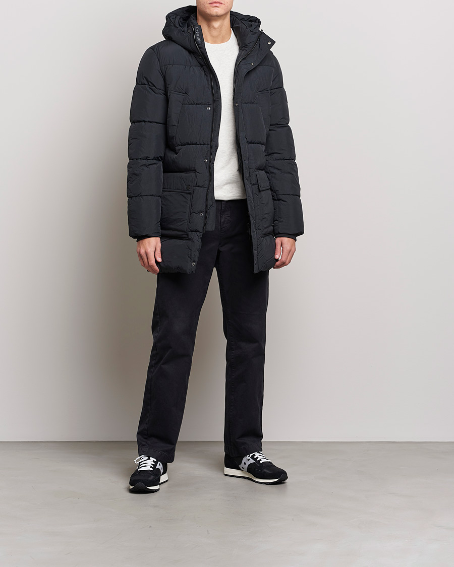 Men | Down Jackets | Calvin Klein | Crinkle Nylon Long Puffer Jacker Black