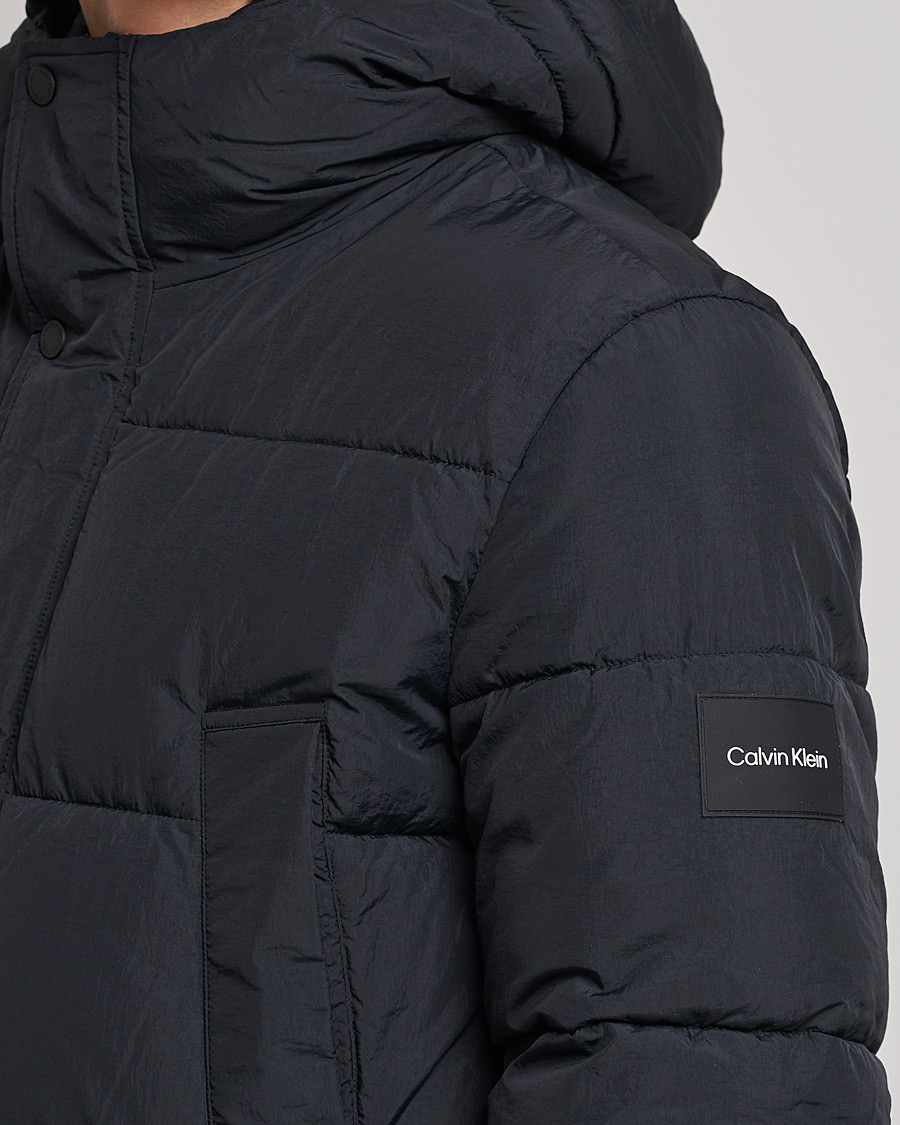 Men | Coats & Jackets | Calvin Klein | Crinkle Nylon Long Puffer Jacker Black