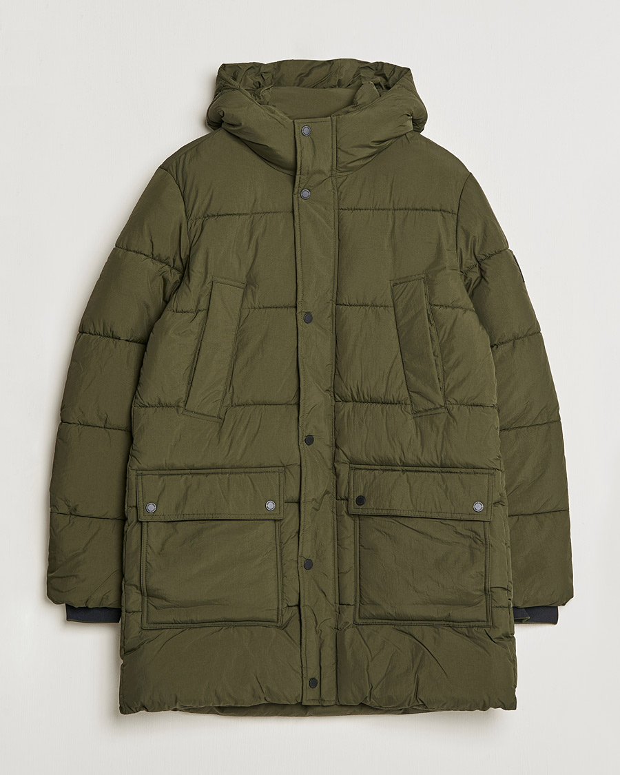 Men | Coats & Jackets | Calvin Klein | Crinkle Nylon Long Puffer Jacker Dark Olive
