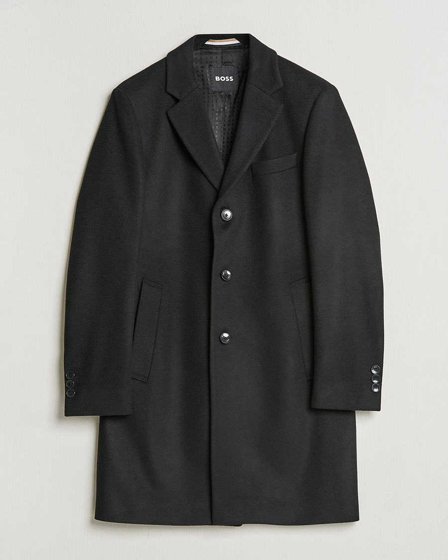 Men | Coats & Jackets | BOSS BLACK | BOSS Hyde Wool/Cashmere Coat Black