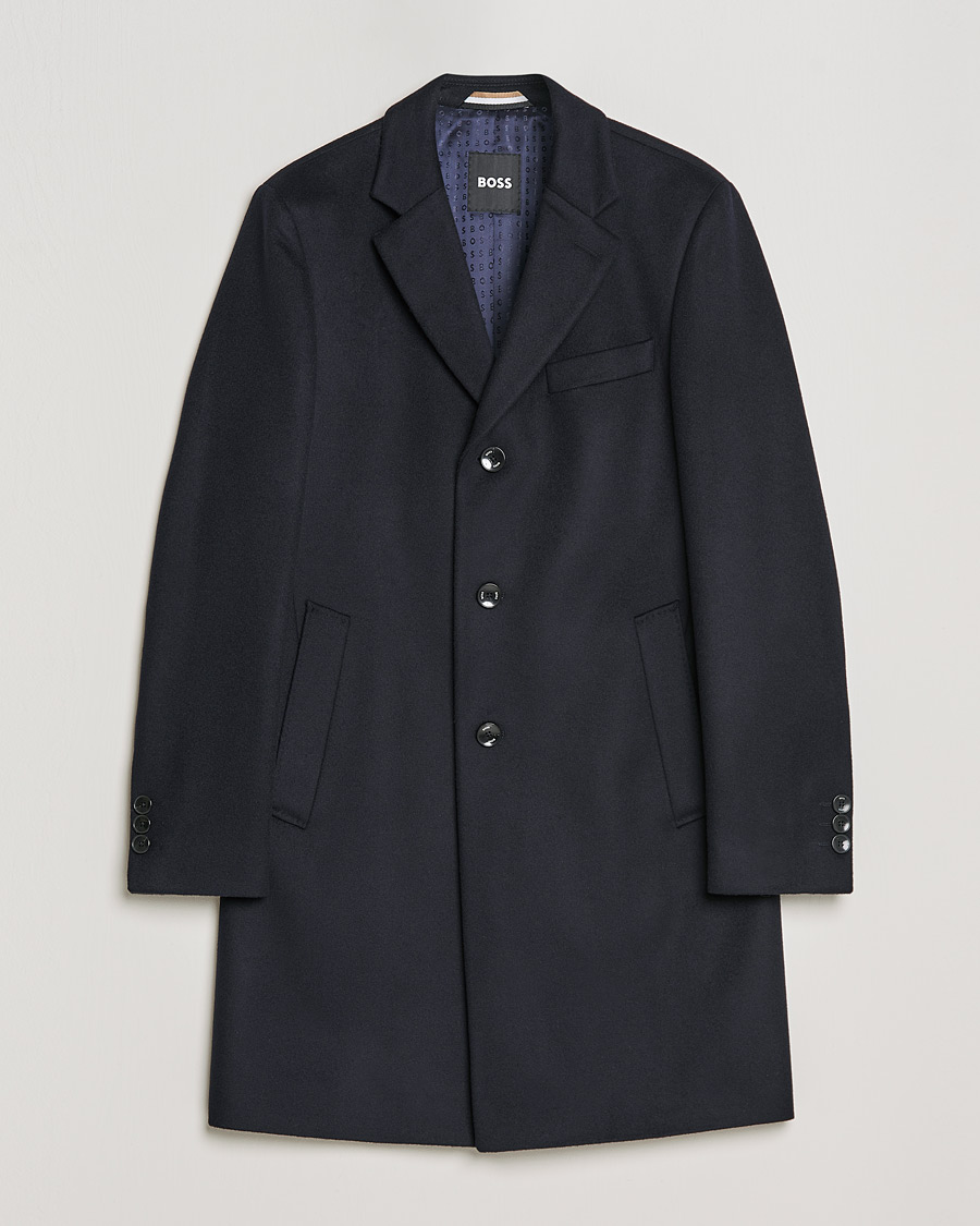 Men | Coats | BOSS | Hyde Wool/Cashmere Coat Dark Blue