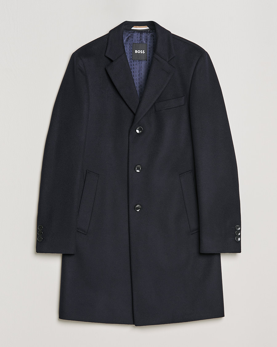 Men | Coats & Jackets | BOSS BLACK | BOSS Hyde Wool/Cashmere Coat Dark Blue