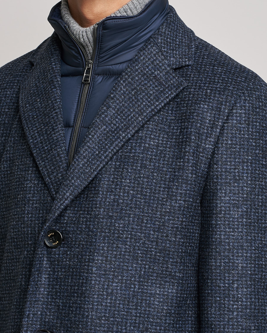 Men | Coats & Jackets | BOSS | Hyde Wool/Cashmere Stand Up Collar Coat Dark Blue
