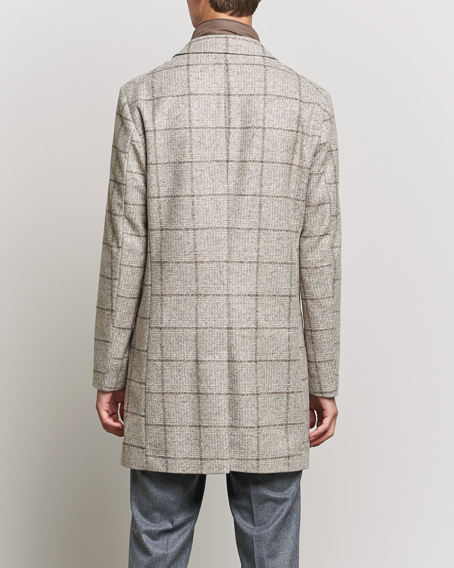 Men | Coats & Jackets | BOSS | Hyde Wool Checked Stand Up Collar Coat Medium Beige