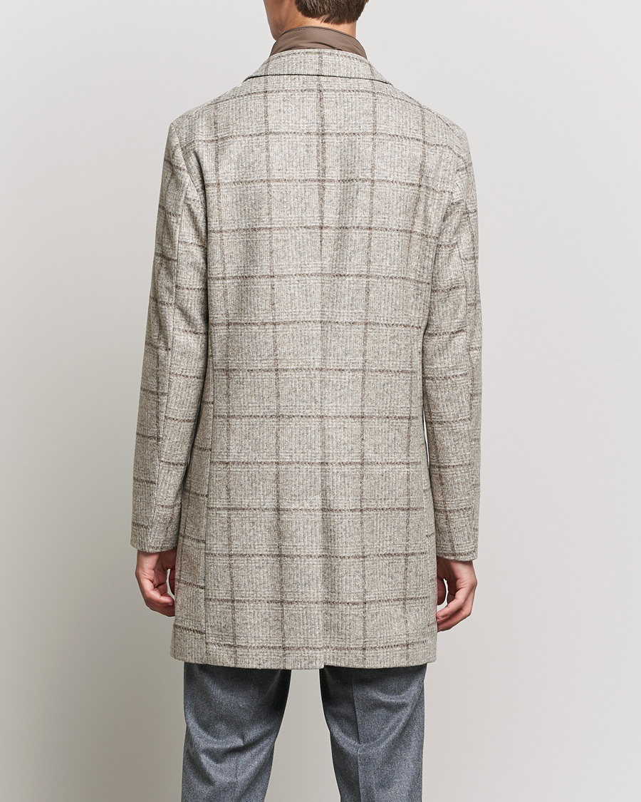 Men | Coats & Jackets | BOSS BLACK | BOSS Hyde Wool Checked Stand Up Collar Coat Medium Beige