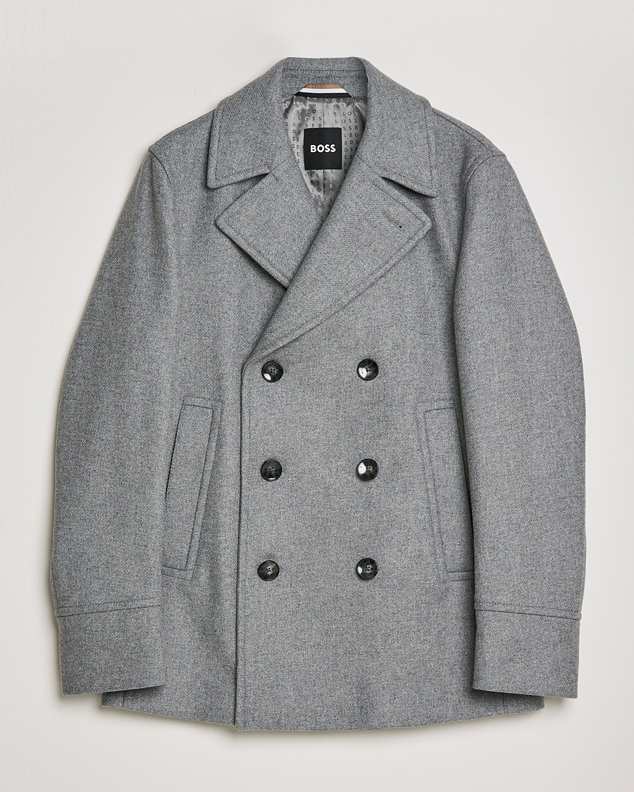 Men | Coats & Jackets | BOSS BLACK | BOSS Hyde Peacoat Silver