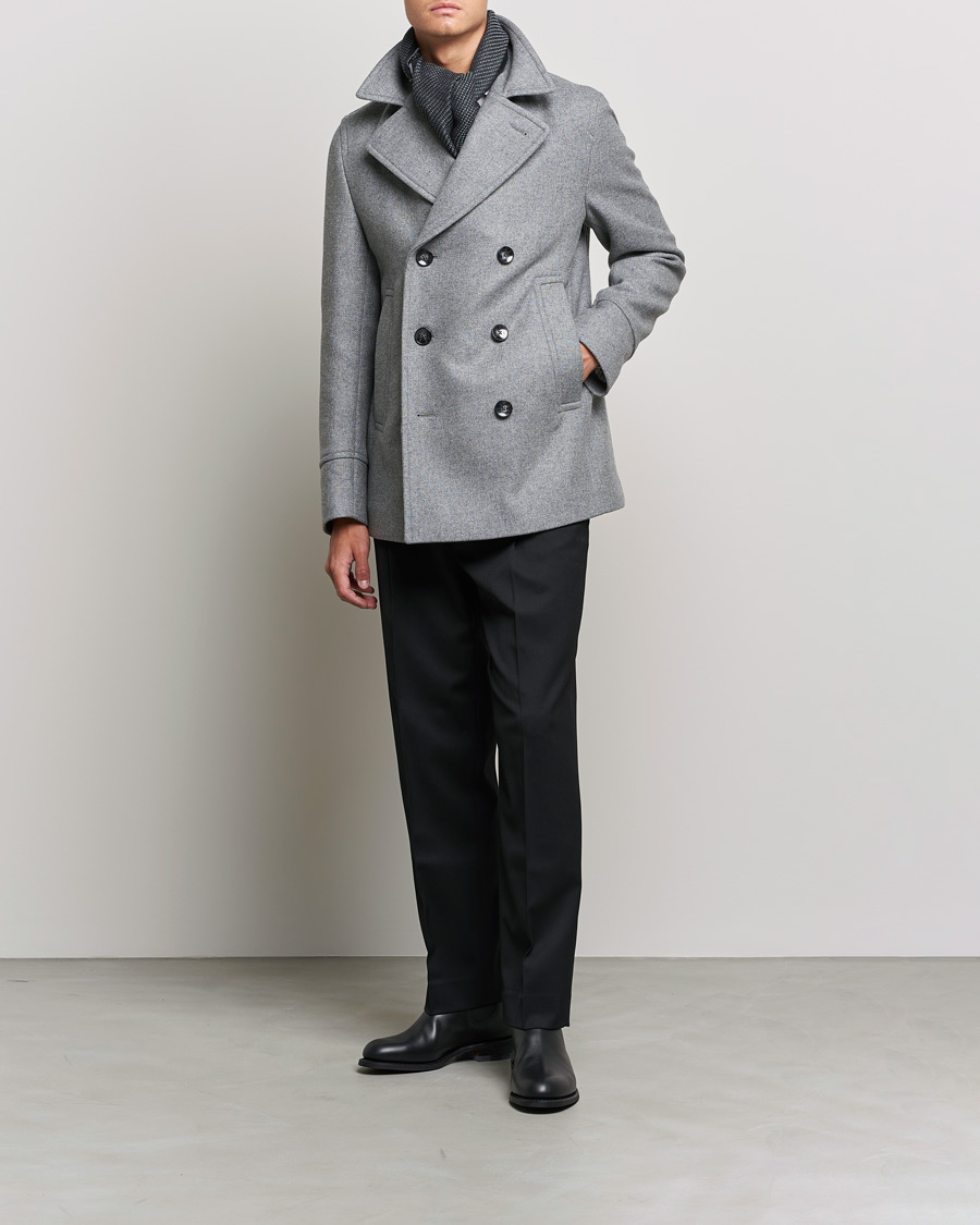 Men | Coats & Jackets | BOSS BLACK | BOSS Hyde Peacoat Silver