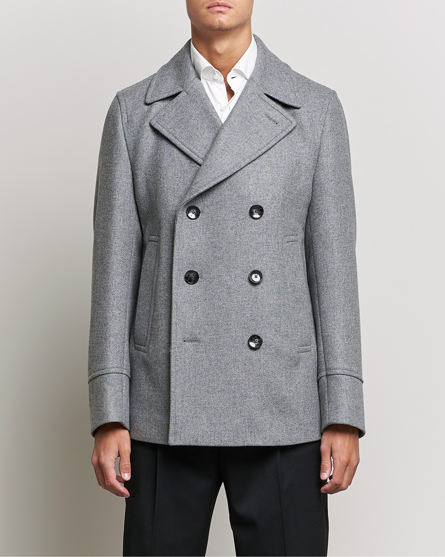 Men | Coats & Jackets | BOSS BLACK | BOSS Hyde Peacoat Silver