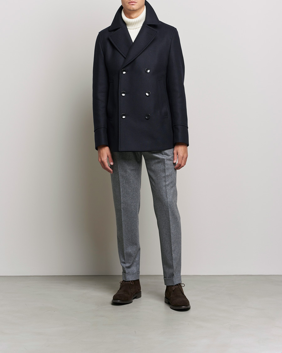 Men | Coats & Jackets | BOSS BLACK | Hyde Peacoat Dark Blue