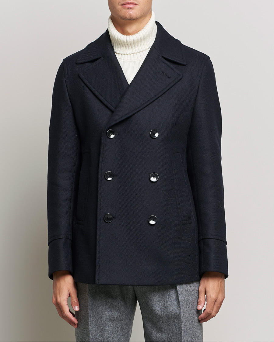 Men | Coats & Jackets | BOSS BLACK | Hyde Peacoat Dark Blue