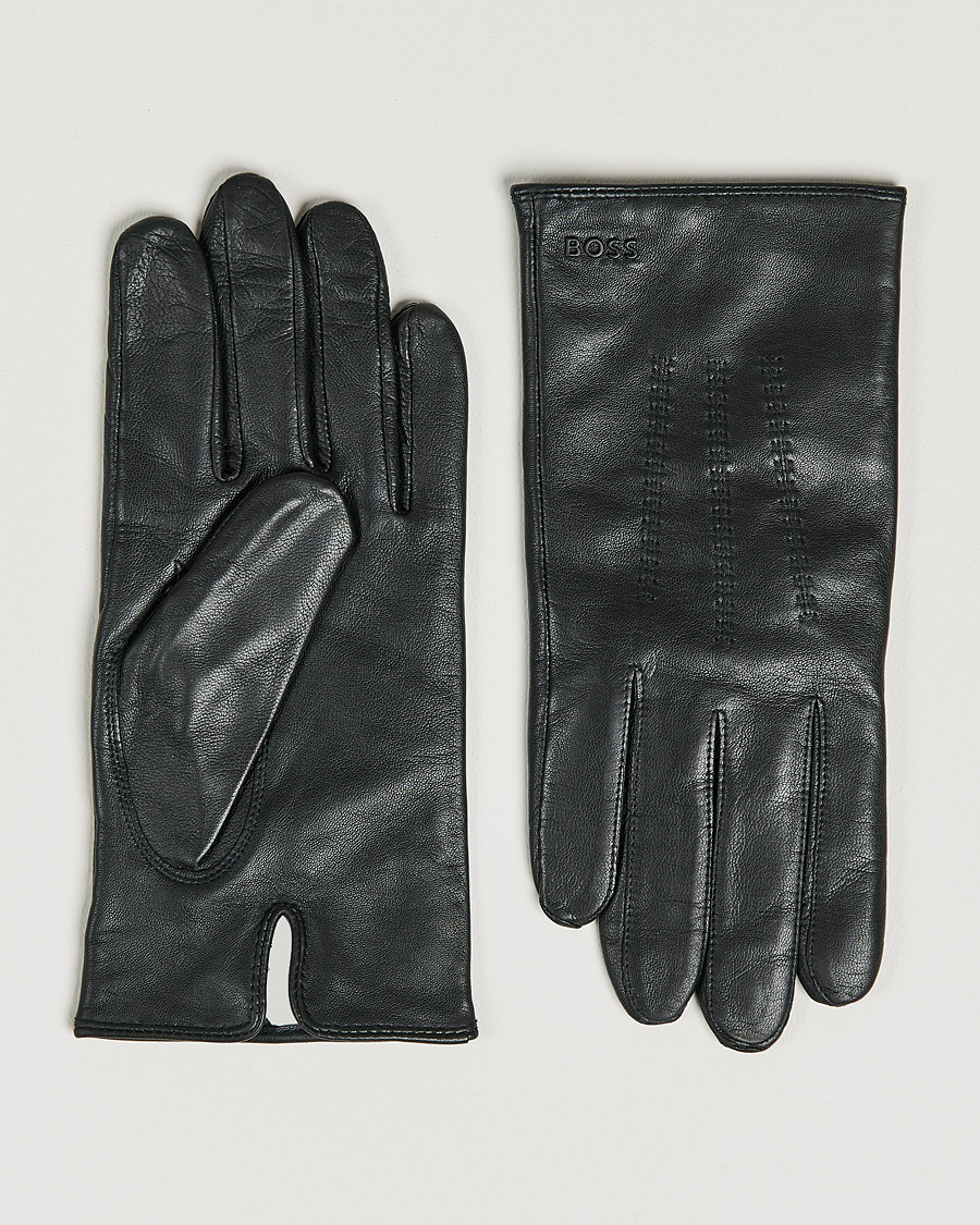 Men | Hainz Leather Gloves Black | BOSS BLACK | Hainz Leather Gloves Black