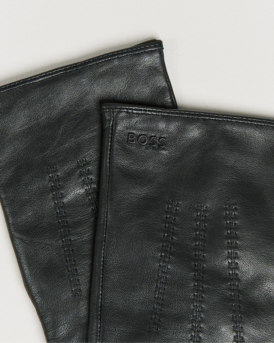 Men | Gloves | BOSS | Hainz Leather Gloves Black