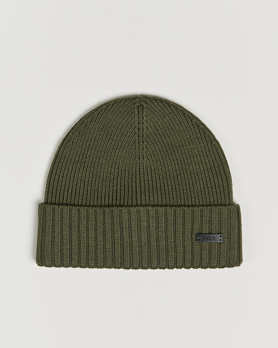 Men | BOSS Fati Beanie Open Green | BOSS BLACK | BOSS Fati Beanie Open Green