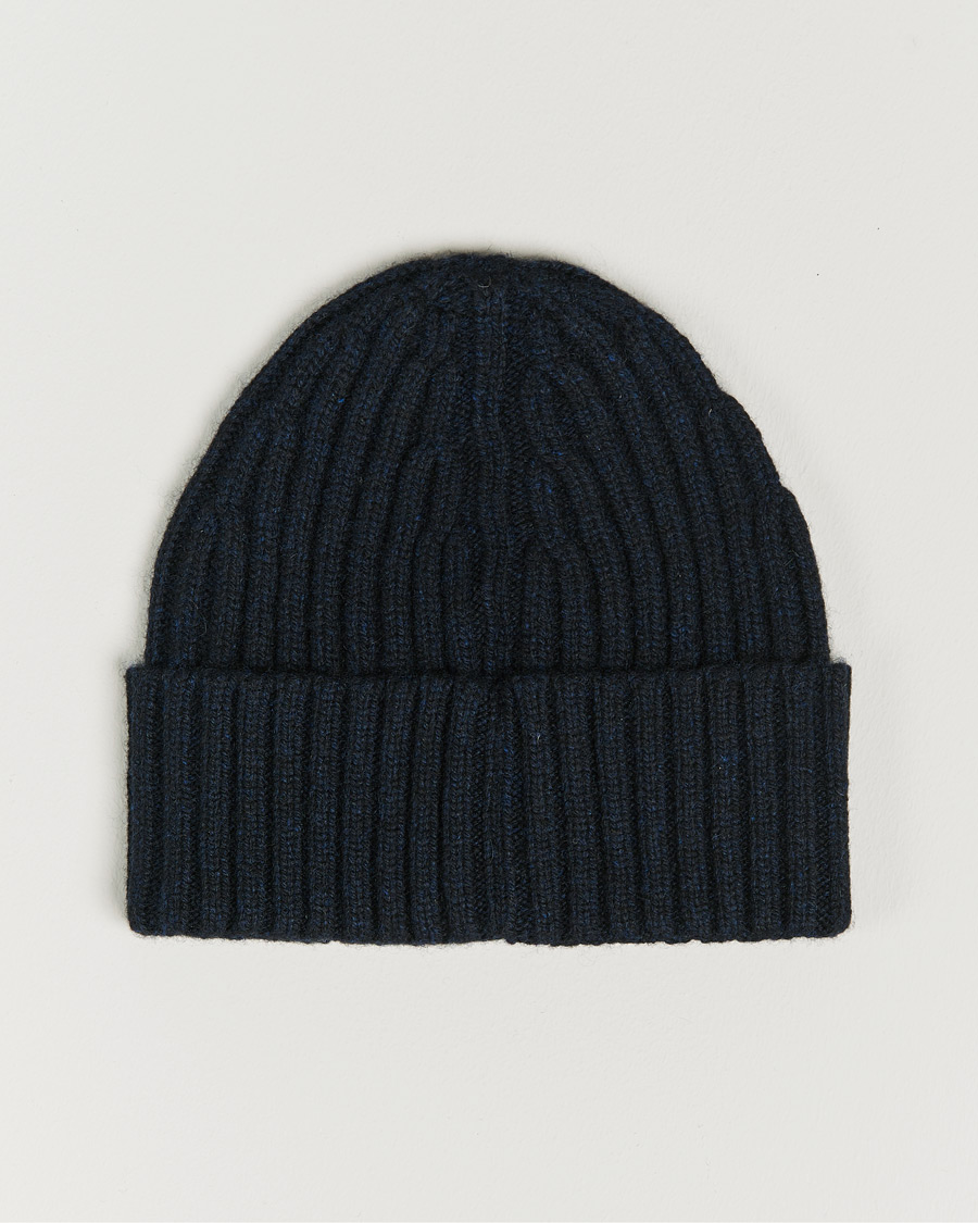 Men | Lino Cable Knitted Beanie Dark Blue | BOSS BLACK | Lino Cable Knitted Beanie Dark Blue