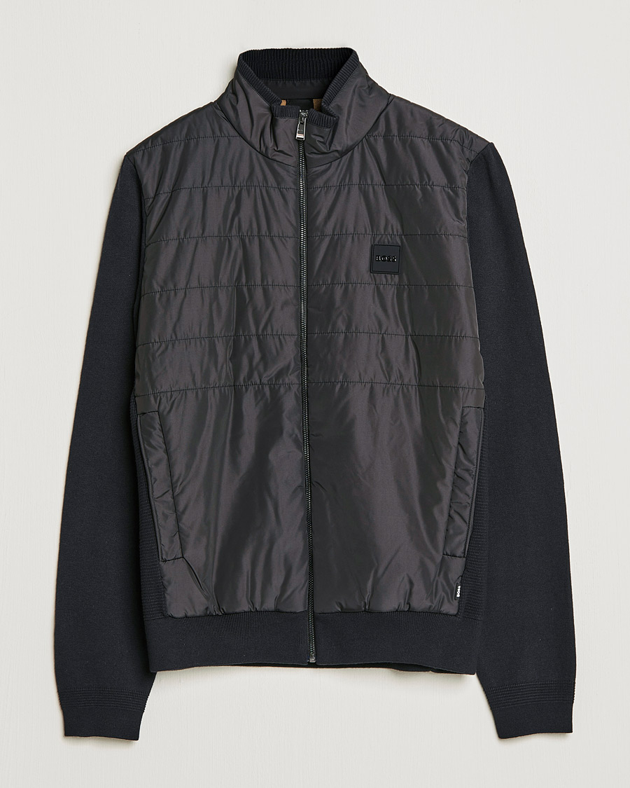 Men | Sweaters & Knitwear | BOSS BLACK | BOSS Lavando Hybrid Full Zip Black