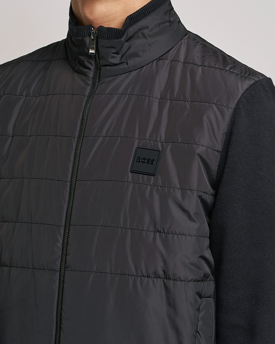 Men | Sweaters & Knitwear | BOSS BLACK | BOSS Lavando Hybrid Full Zip Black