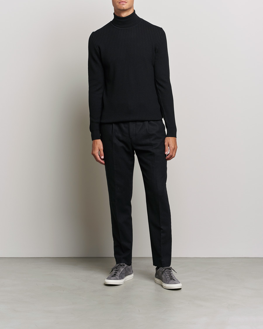 Men | Sweaters & Knitwear | BOSS BLACK | Lanerio Chunky Structured Polo Black