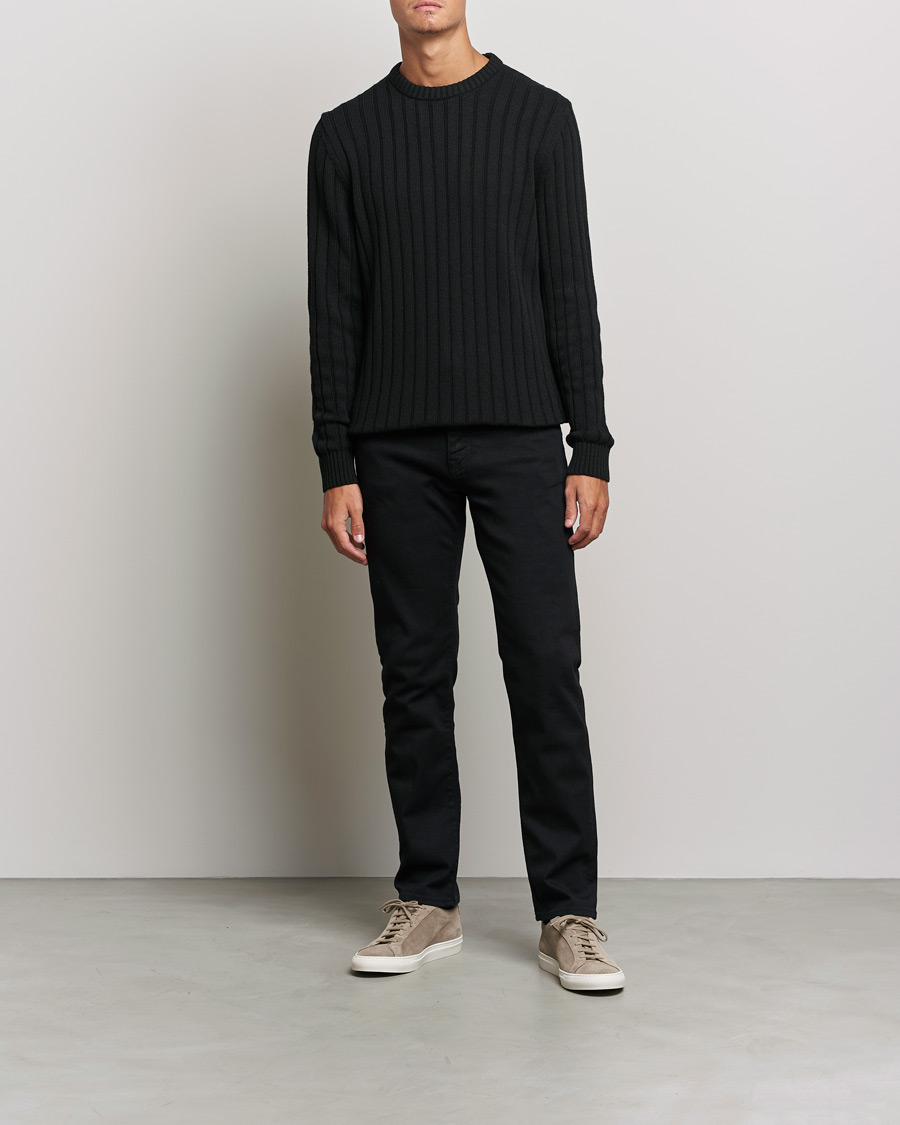 Men | Sweaters & Knitwear | BOSS | Laaron Strucktured Knitted Sweater Black