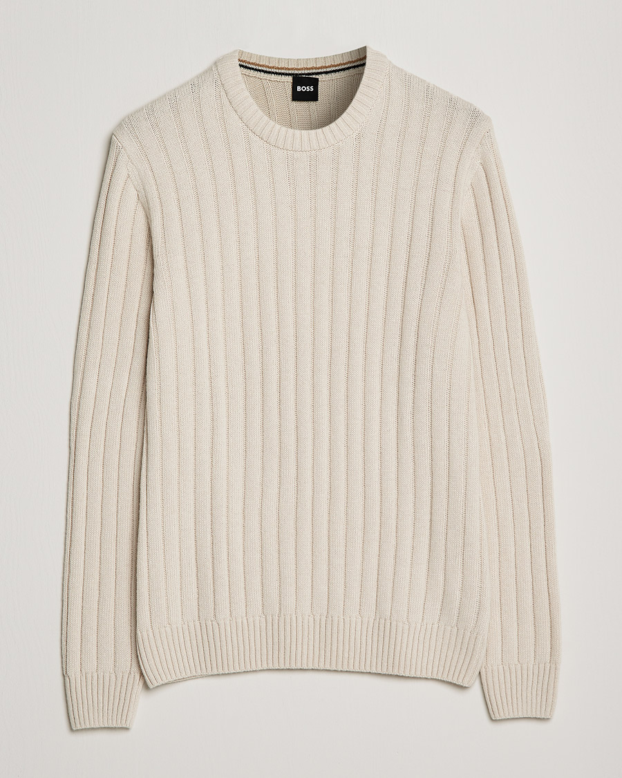 Men | Sweaters & Knitwear | BOSS | Laaron Structured Knitted Sweater Open White