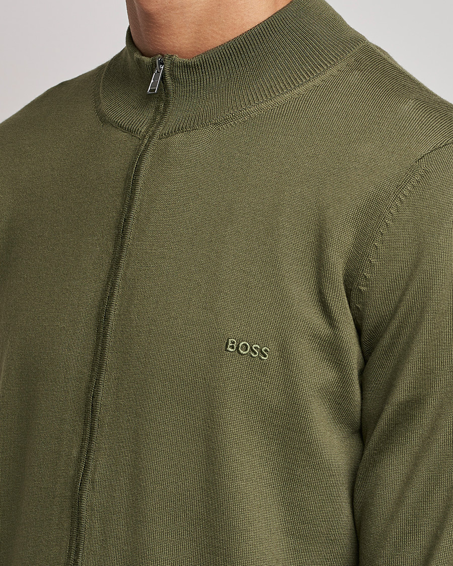 Men | Sweaters & Knitwear | BOSS BLACK | Balonso Full Zip Sweater Open Green