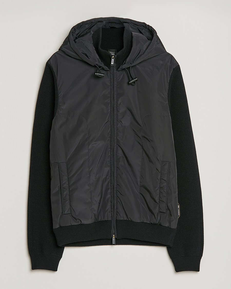 Men | Sweaters & Knitwear | BOSS BLACK | BOSS Lifo Hybrid Hooded Full Zip Black