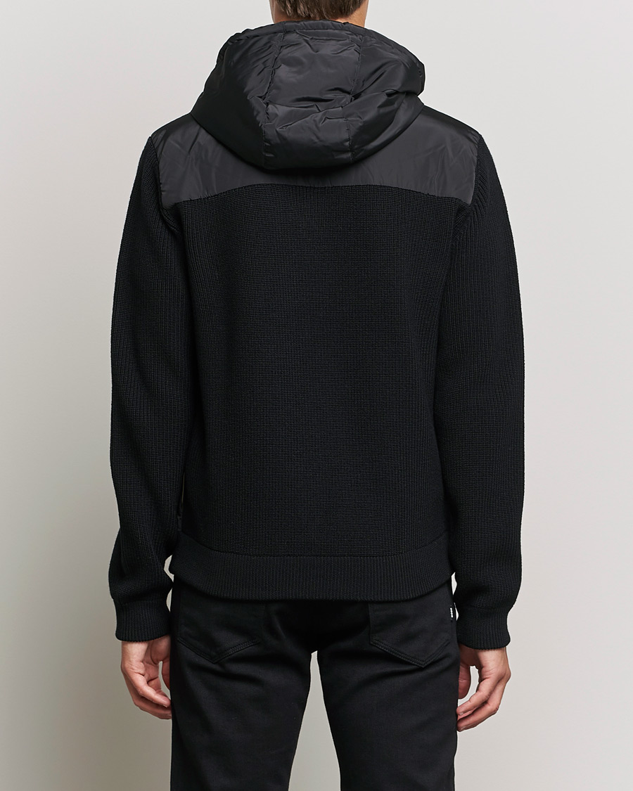 Men | Sweaters & Knitwear | BOSS BLACK | BOSS Lifo Hybrid Hooded Full Zip Black