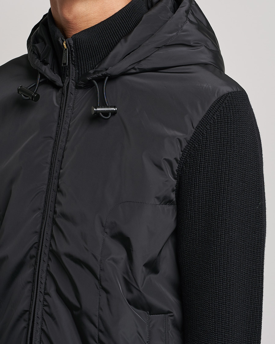 Men | Sweaters & Knitwear | BOSS BLACK | BOSS Lifo Hybrid Hooded Full Zip Black
