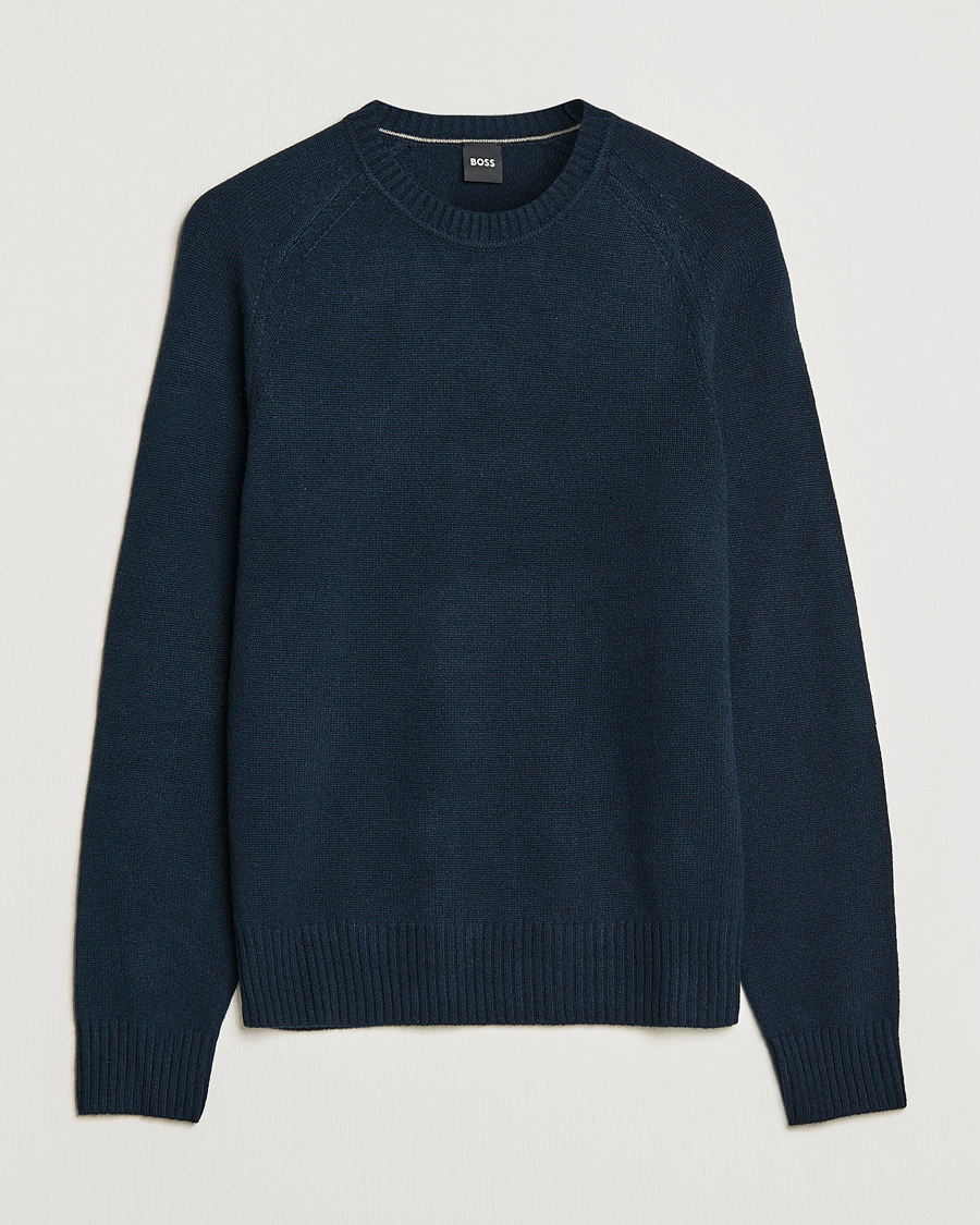 Men | Sweaters & Knitwear | BOSS BLACK | BOSS Lolive Knitted Sweater Dark Blue
