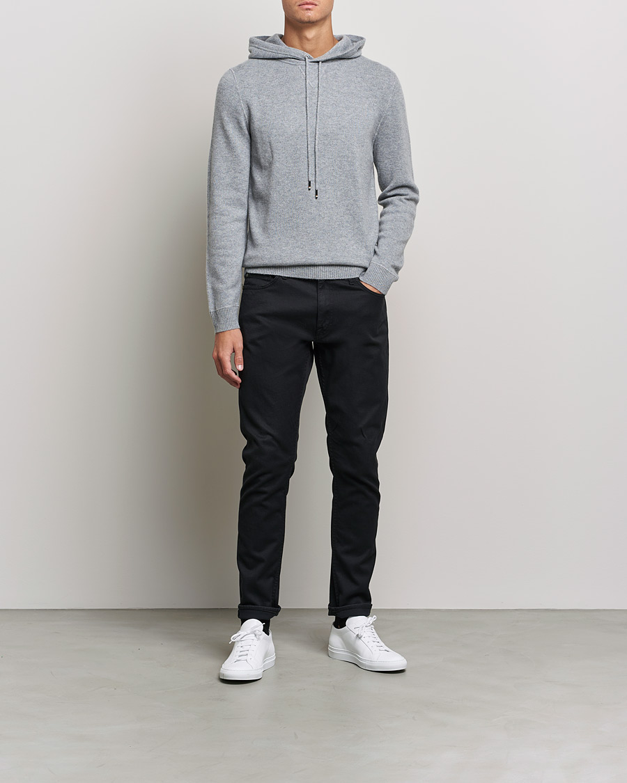 Men | Sweaters & Knitwear | BOSS BLACK | BOSS Tailored Luxus Cashmere Hoodie Silver