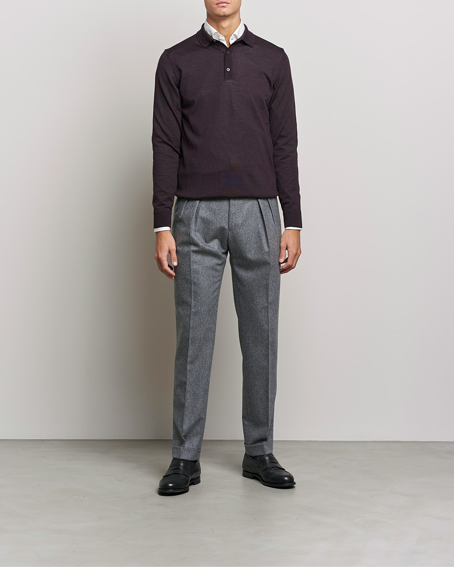 Men |  | BOSS | Lancione Merino Knitted Polo Medium Brown
