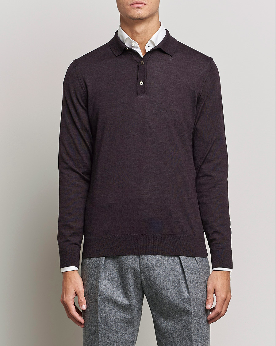 Men | Knitted Polo Shirts | BOSS | Lancione Merino Knitted Polo Medium Brown