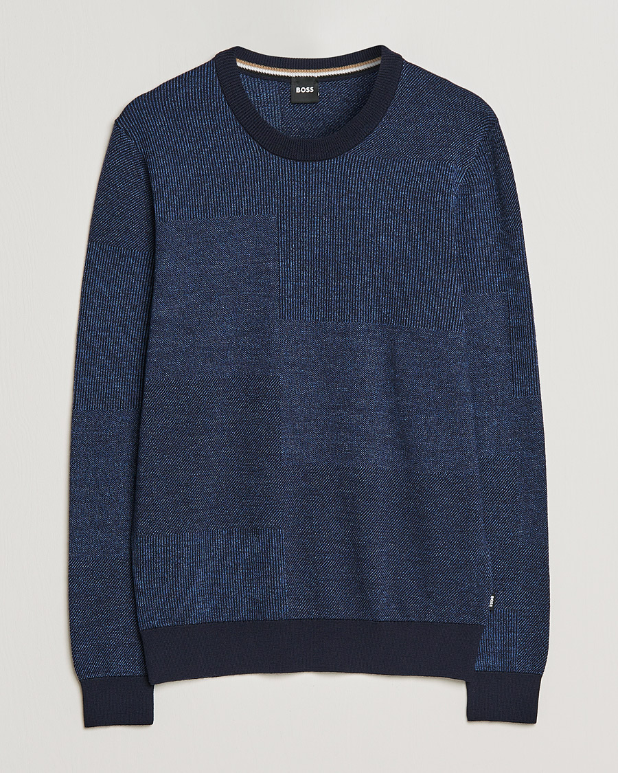 Men |  | BOSS | Leugenio Strucktured Block Sweater Dark Blue
