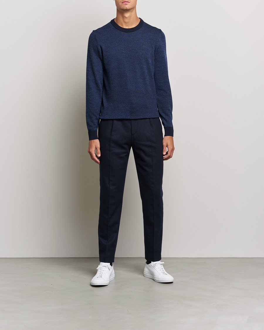 Men | Sweaters & Knitwear | BOSS BLACK | Leugenio Strucktured Block Sweater Dark Blue