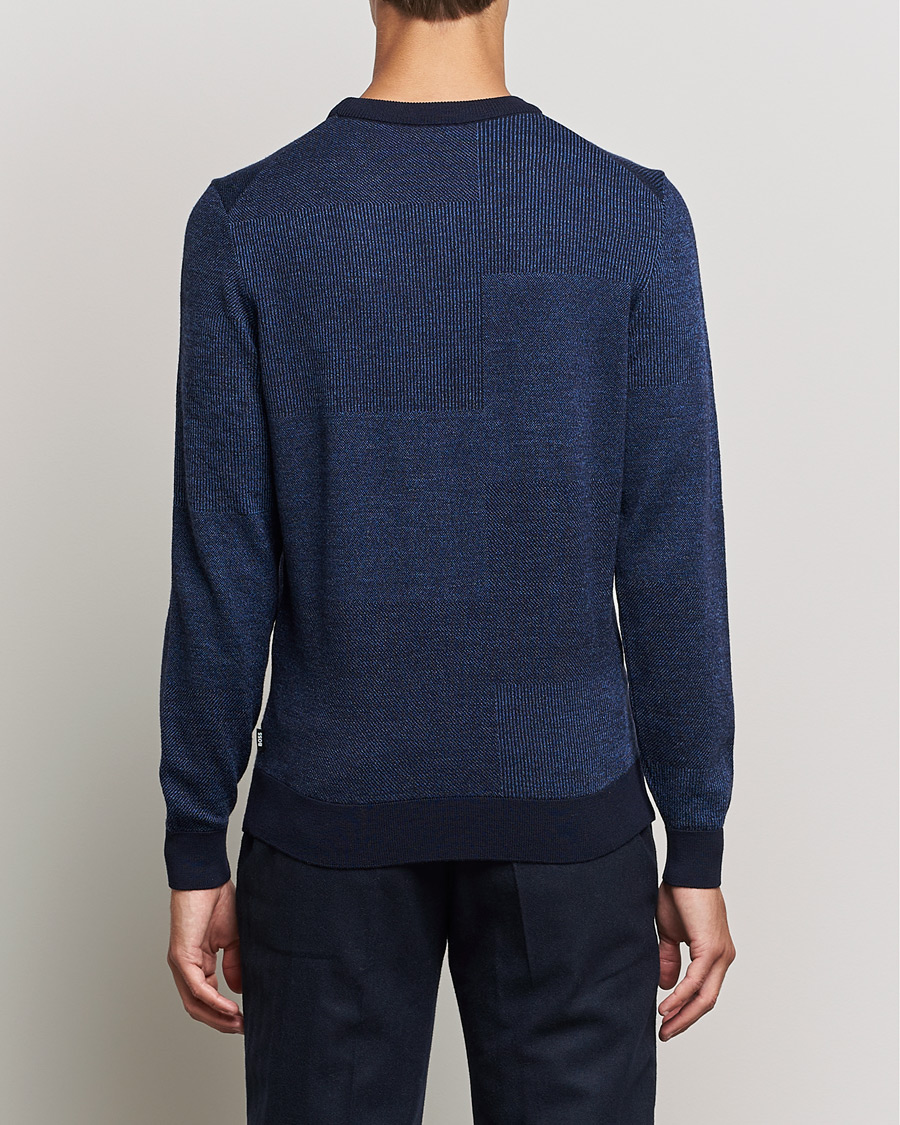 Men | Sweaters & Knitwear | BOSS BLACK | Leugenio Strucktured Block Sweater Dark Blue