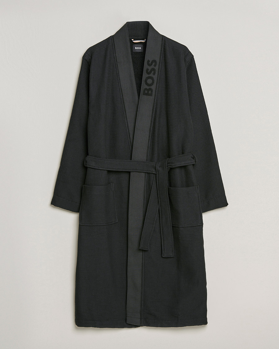 Men | Pyjamas & Robes | BOSS | Waffle Kimono Black