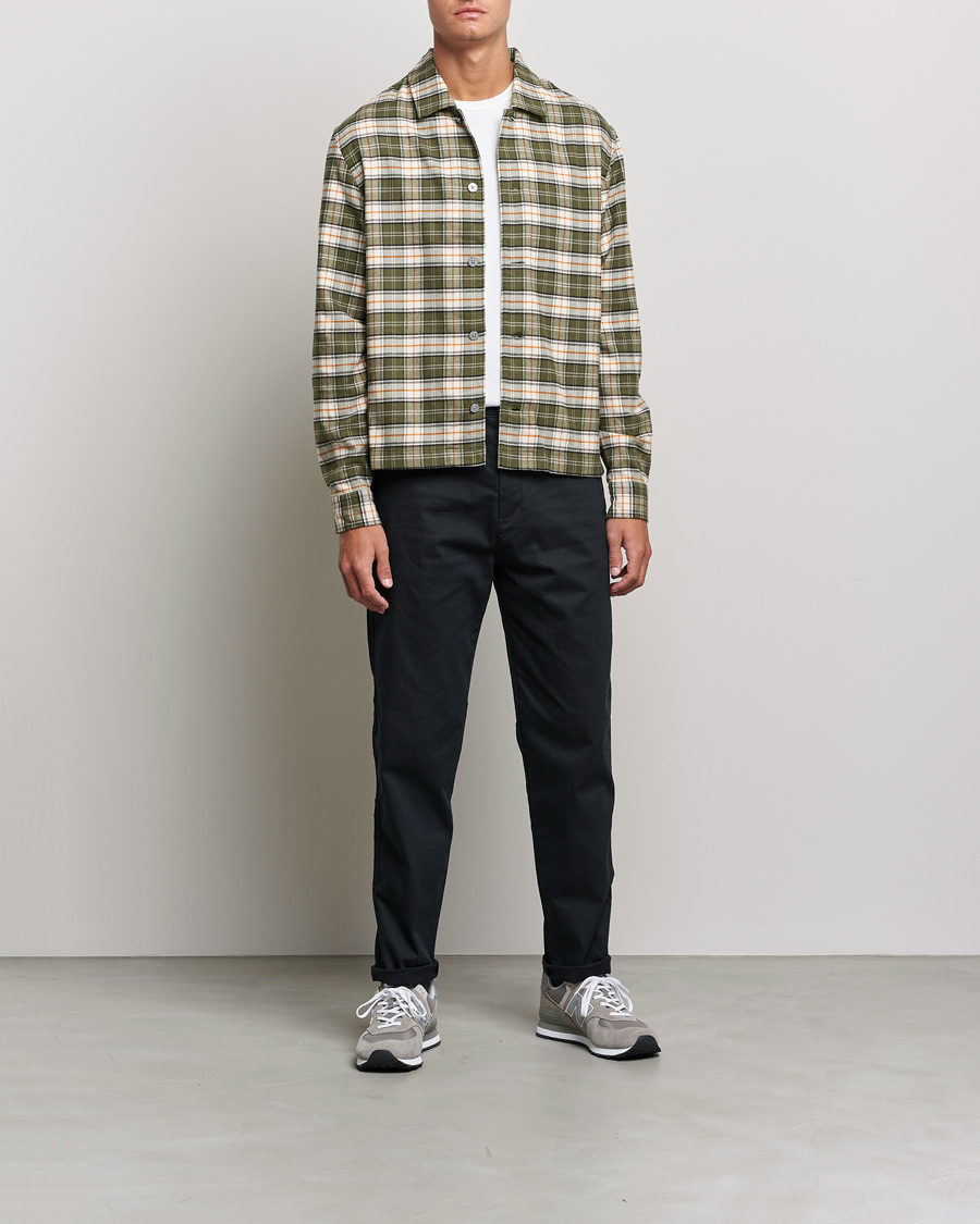 Men | Shirts | BOSS | Nolan Check Flannel Shirt Open Green