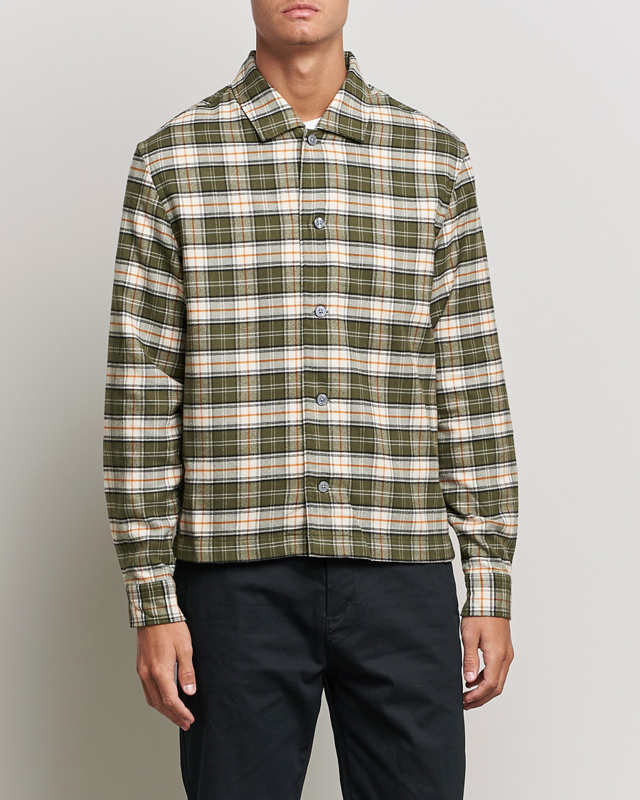 Men | Flannel Shirts | BOSS | Nolan Check Flannel Shirt Open Green