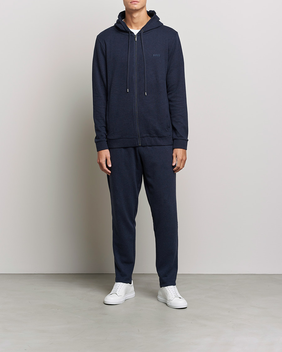 Men | Sweaters & Knitwear | BOSS | Cashmere Full Zip Hoodie Dark Blue