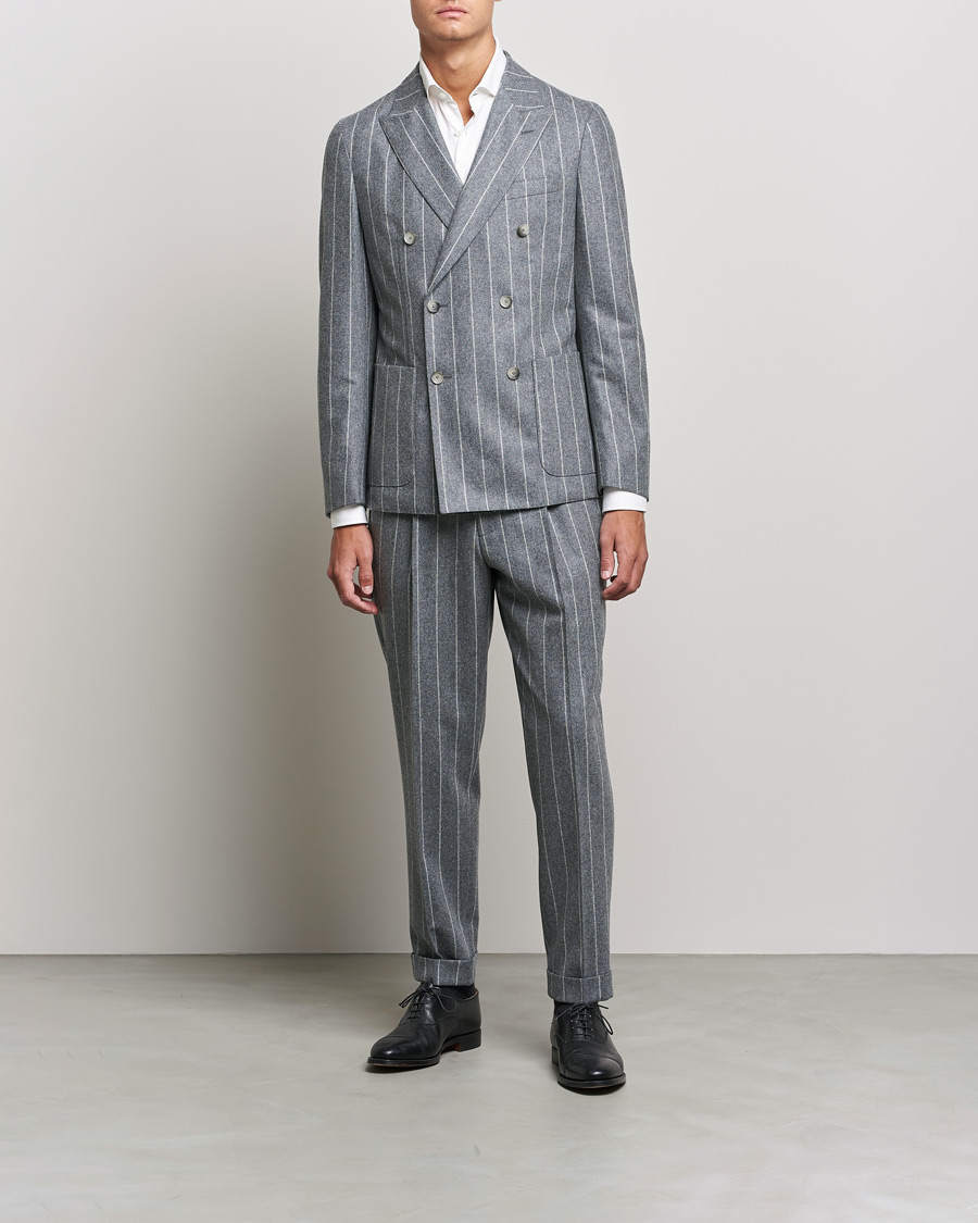 Men |  | BOSS | Hanry Wool Double Breasted Pinstripe Suit Medium Grey