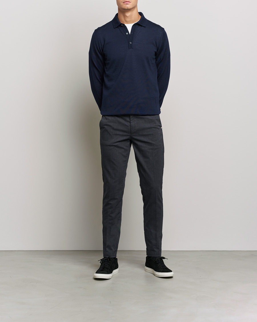 Men | Trousers | BOSS | Kaito1 Structured Chinos Dark Blue