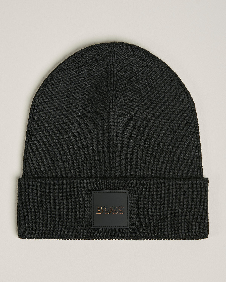 Men | BOSS Casual Foxxy Logo Beanie Black | BOSS ORANGE | BOSS Casual Foxxy Logo Beanie Black