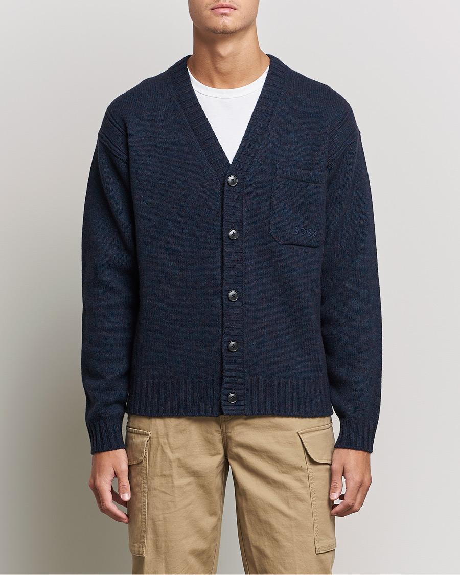 Men | Sweaters & Knitwear | BOSS ORANGE | BOSS Casual Kouzzle Knitted Cardigan Dark Blue
